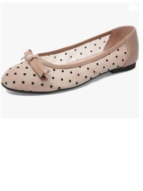 YDN Brown Bowknot Round Toe Comfortable Ballets Slip on Flats Walking Shoe